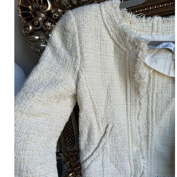 IRO Saussan Ivory Cream Metallic Cotton-blend Tweed Jacket French 36 US 4 - Picture 11 of 14